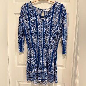 Market & Spruce Blue and White Printed Romper